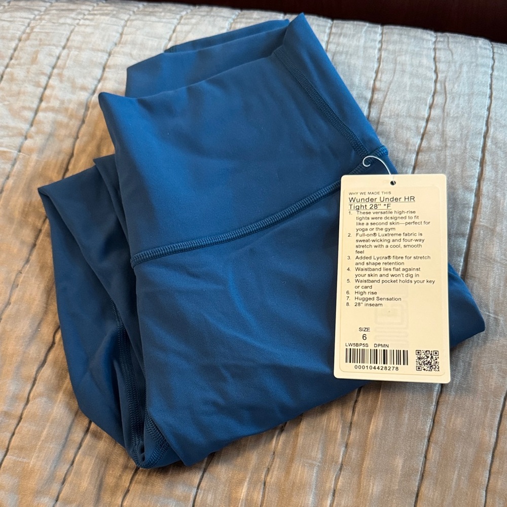 NWT lululemon athletica Teal Leggings Wunder Under, 6 - Picture 5 of 5
